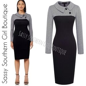 🆕⭐ Black color block pencil midi dress